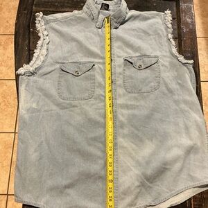 Men's  Denim Shirt in Light Blue vintage red river 2005 event motorcycle.